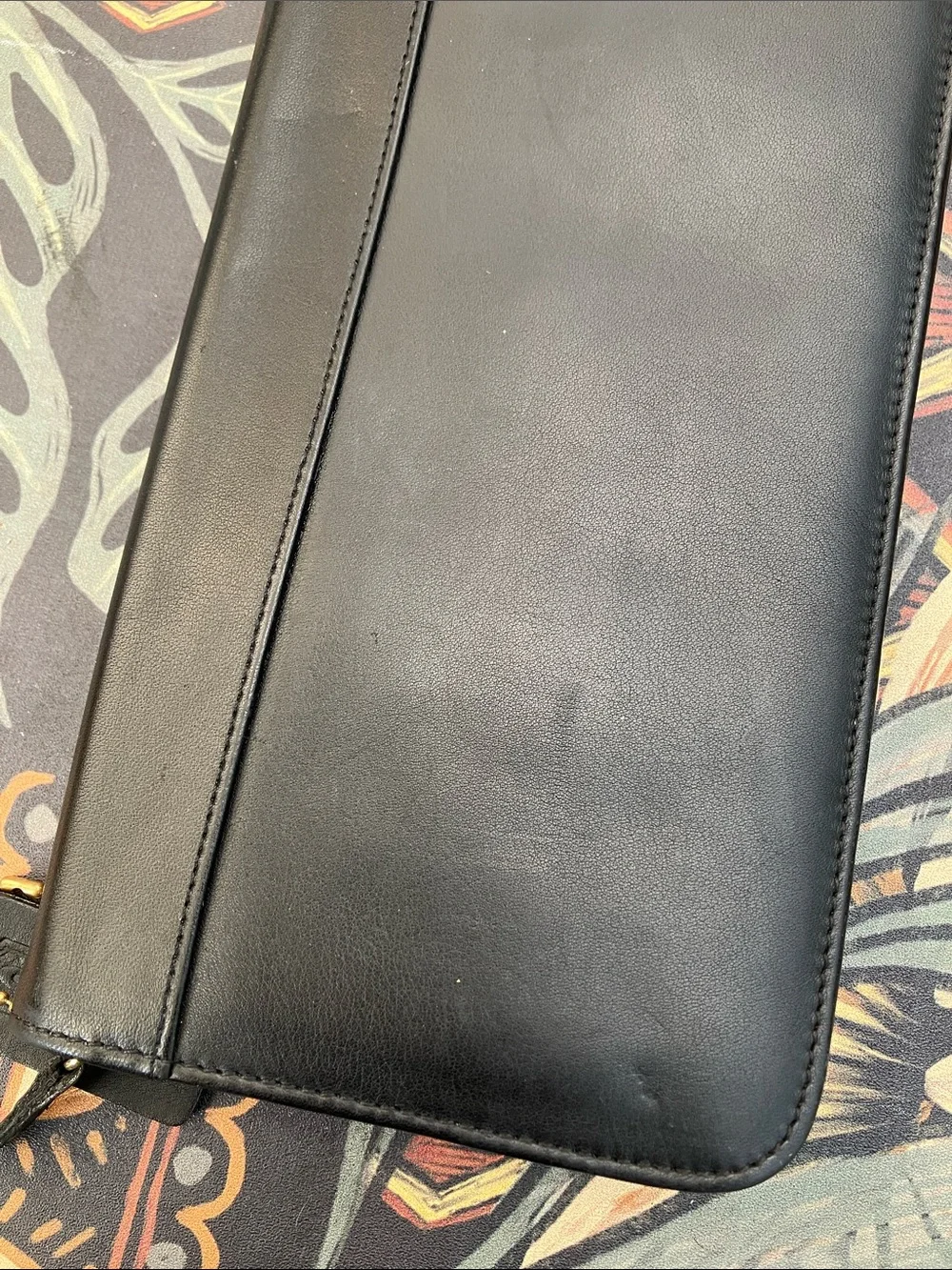 Vintage Coach Black Leather Mens Tie Travel case